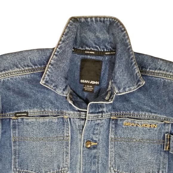 Sean John VTG Women's Denim Jean Jacket SZ L Button front Med Wash - Picture 2 of 7